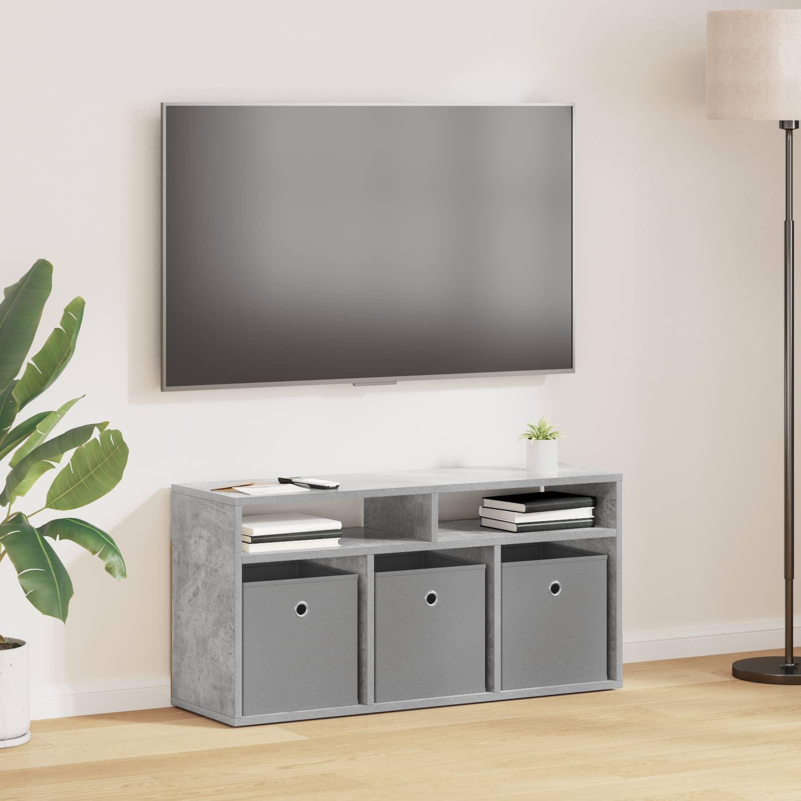 vidaXL Lowboard mit Schubladen Beton Grau 87 x 27,5 x 43 cm