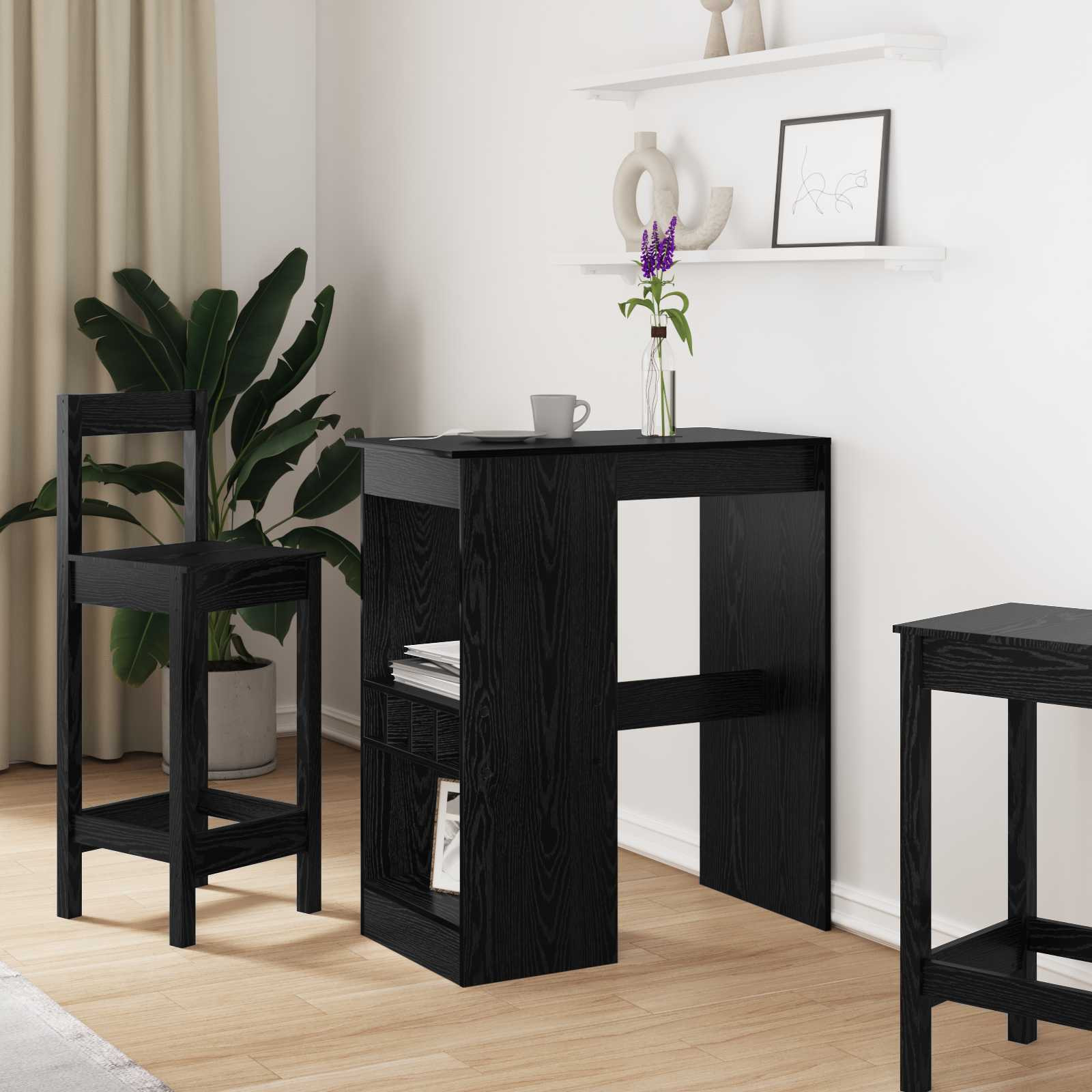 vidaXL Bartisch mit Regal Schwarz Eichen-Optik 90 x 47,5 x 103,5 cm