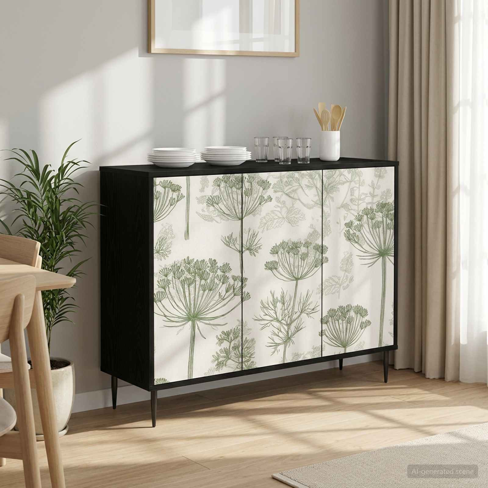 vidaXL Sideboard GOTHA Schwarz Eichen-Optik 102 x 33 x 76 cm