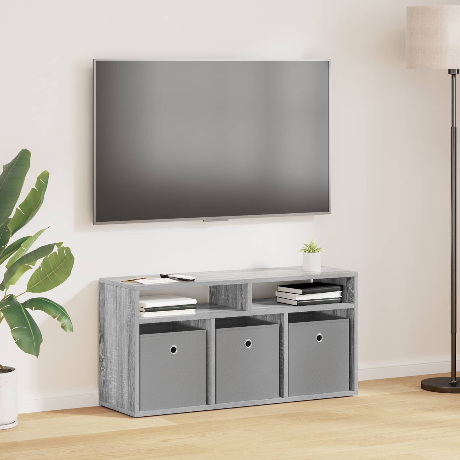 vidaXL Lowboard mit Schubladen Graues Sonoma 87 x 27,5 x 43 cm