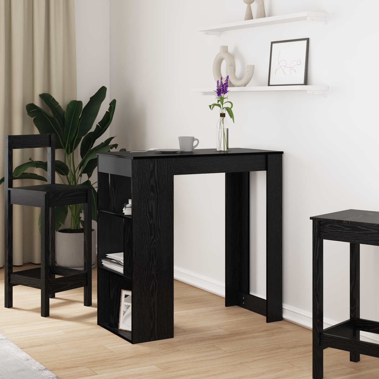 vidaXL Bartisch Schwarz Eichen-Optik 102 x 50 x 103,5 cm Holzwerkstoff