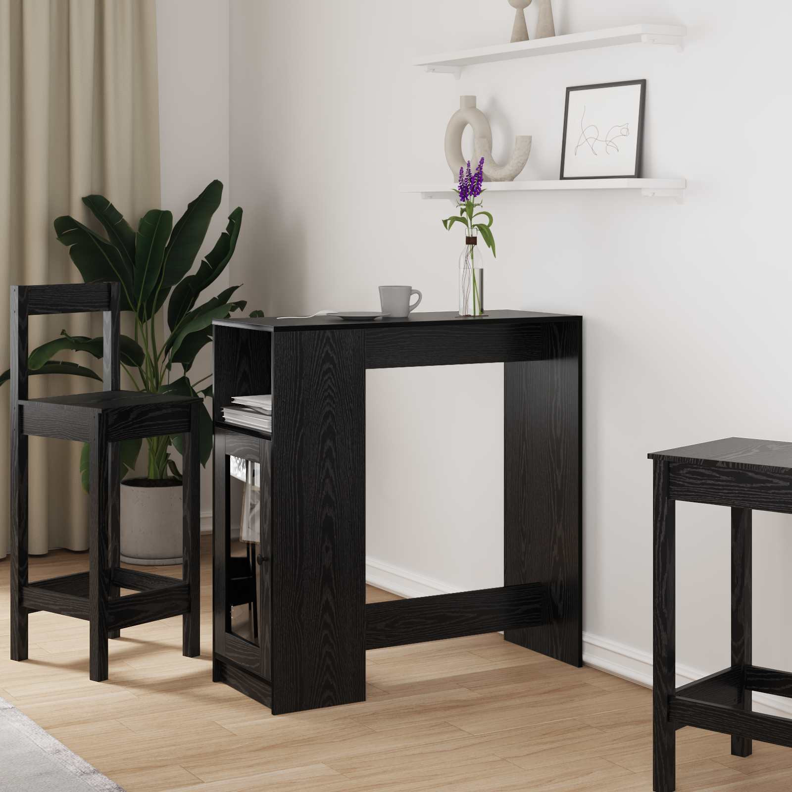 vidaXL Bartisch Schwarz Eichen-Optik 101 x 40 x 103,5 cm Holzwerkstoff