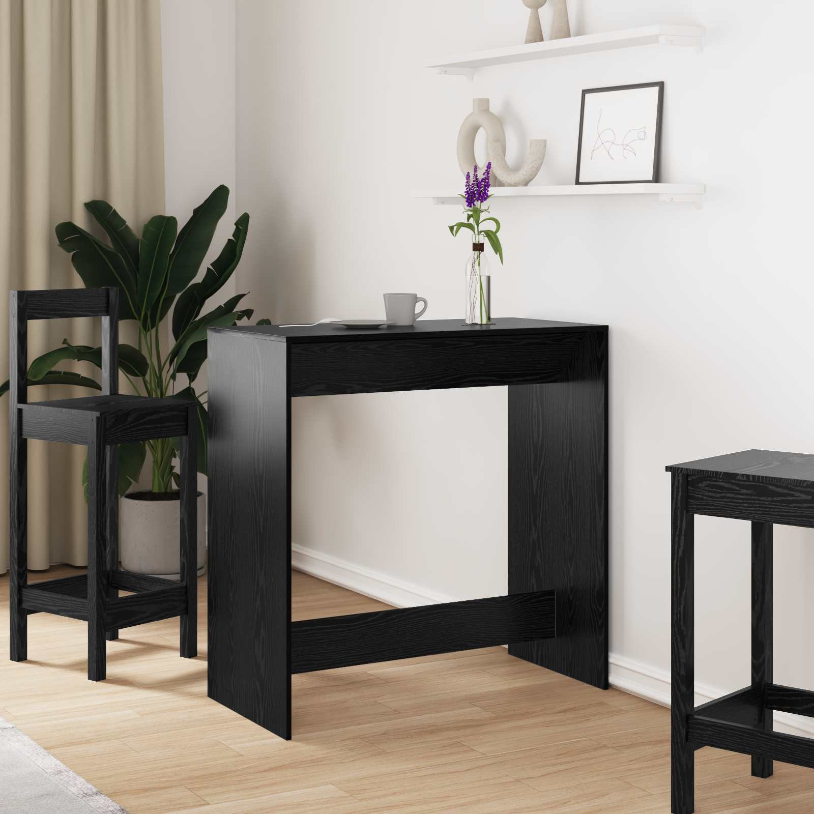 vidaXL Bartisch Schwarz Eichen-Optik 102 x 50 x 103,5 cm Holzwerkstoff