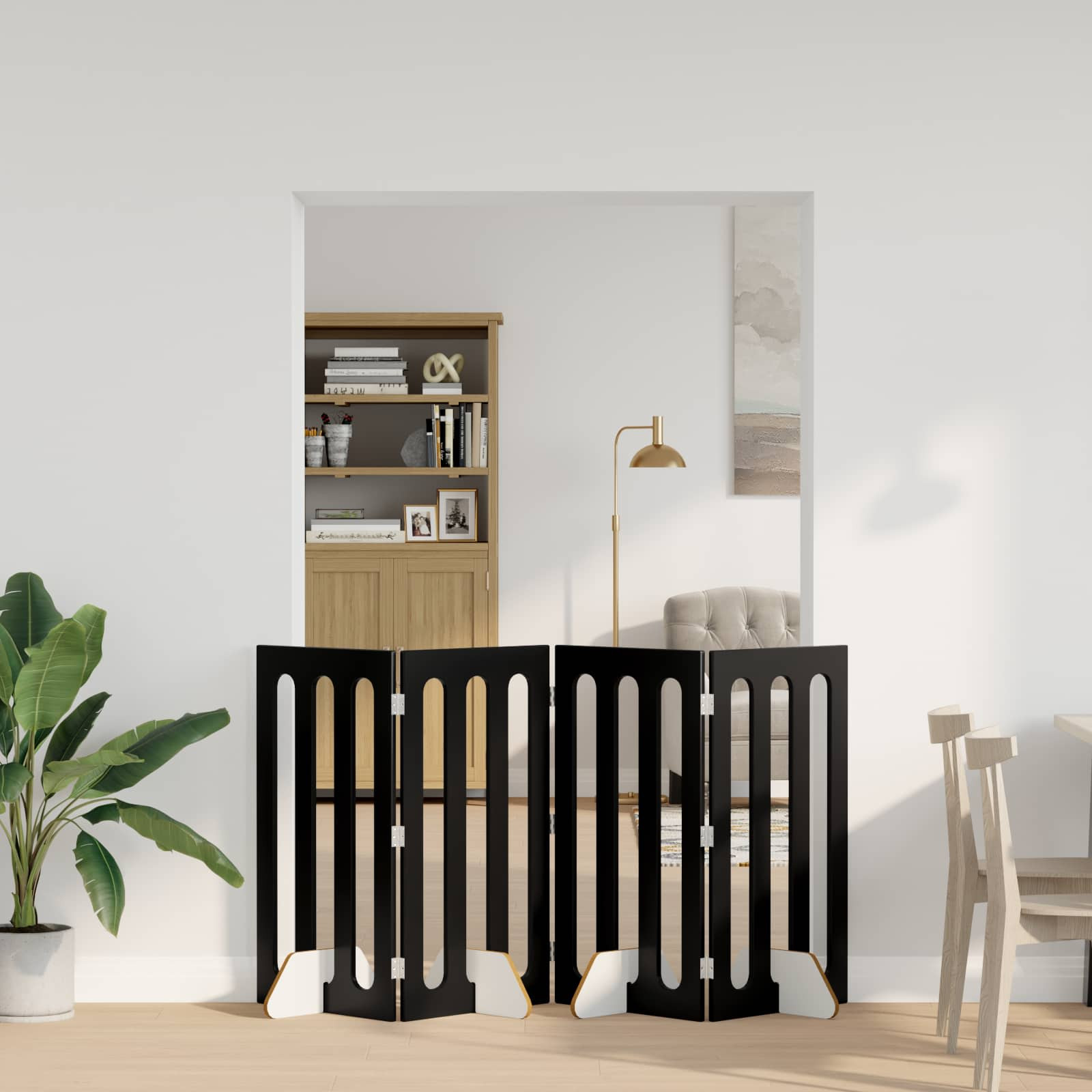 vidaXL Faltbarer Haustierzaun 4 pcs Schwarze Eiche 201 x 38 x 90 cm