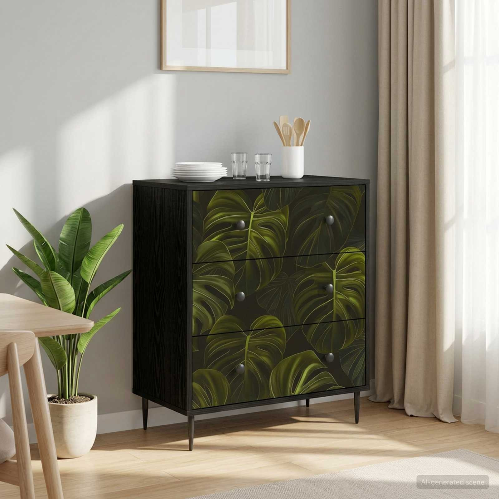 vidaXL Kommode ELBURG Palmblattmuster 66 x 36,5 x 76 cm Holzwerkstoff