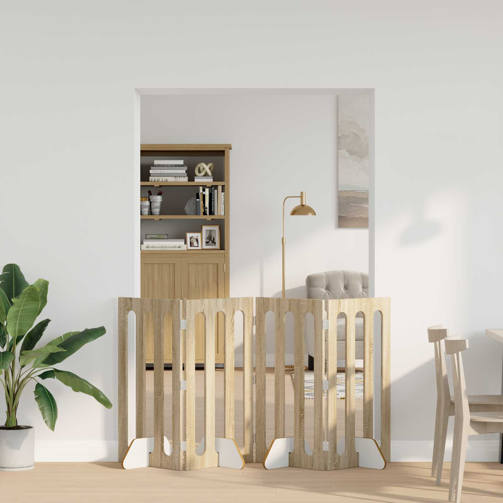 vidaXL Faltbarer Haustierzaun 4 pcs Sonoma-Eiche 201 x 38 x 90 cm