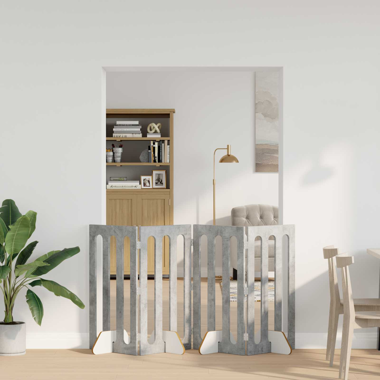 vidaXL Faltbarer Haustierzaun 4 pcs Betongrau 201 x 38 x 90 cm