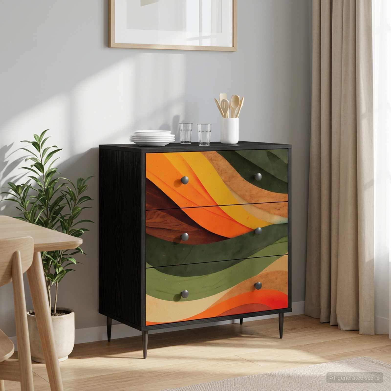 vidaXL Kommode BONN Retro-Wellenmuster 66 x 36,5 x 76 cm Holzwerkstoff
