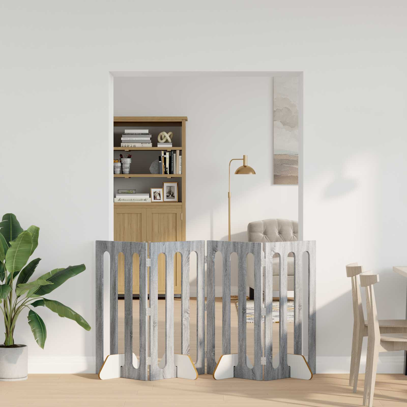 vidaXL Faltbarer Haustierzaun 4 pcs Graues Sonoma 201 x 38 x 90 cm