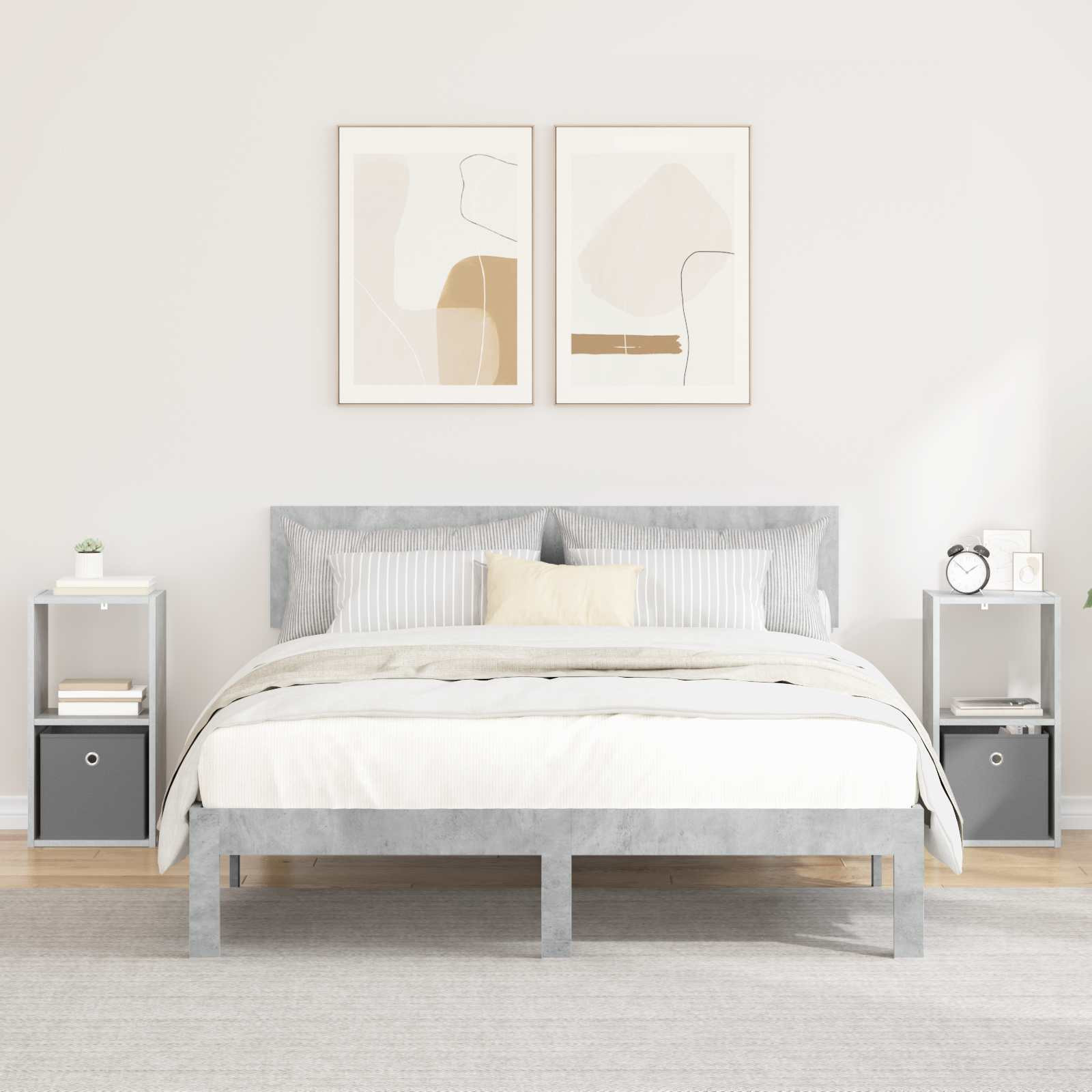 vidaXL Nachttisch 2 pcs Beton Grau 30,5 x 27 x 59,5 cm Holzwerkstoff