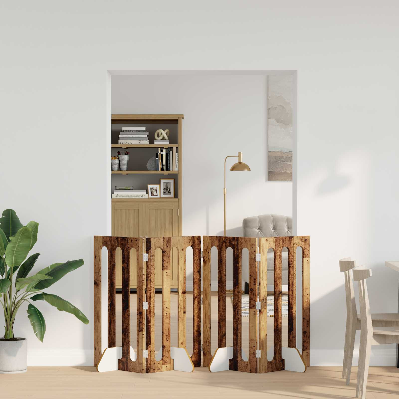 vidaXL Faltbarer Haustierzaun 4 pcs Eichenholz 201 x 38 x 90 cm