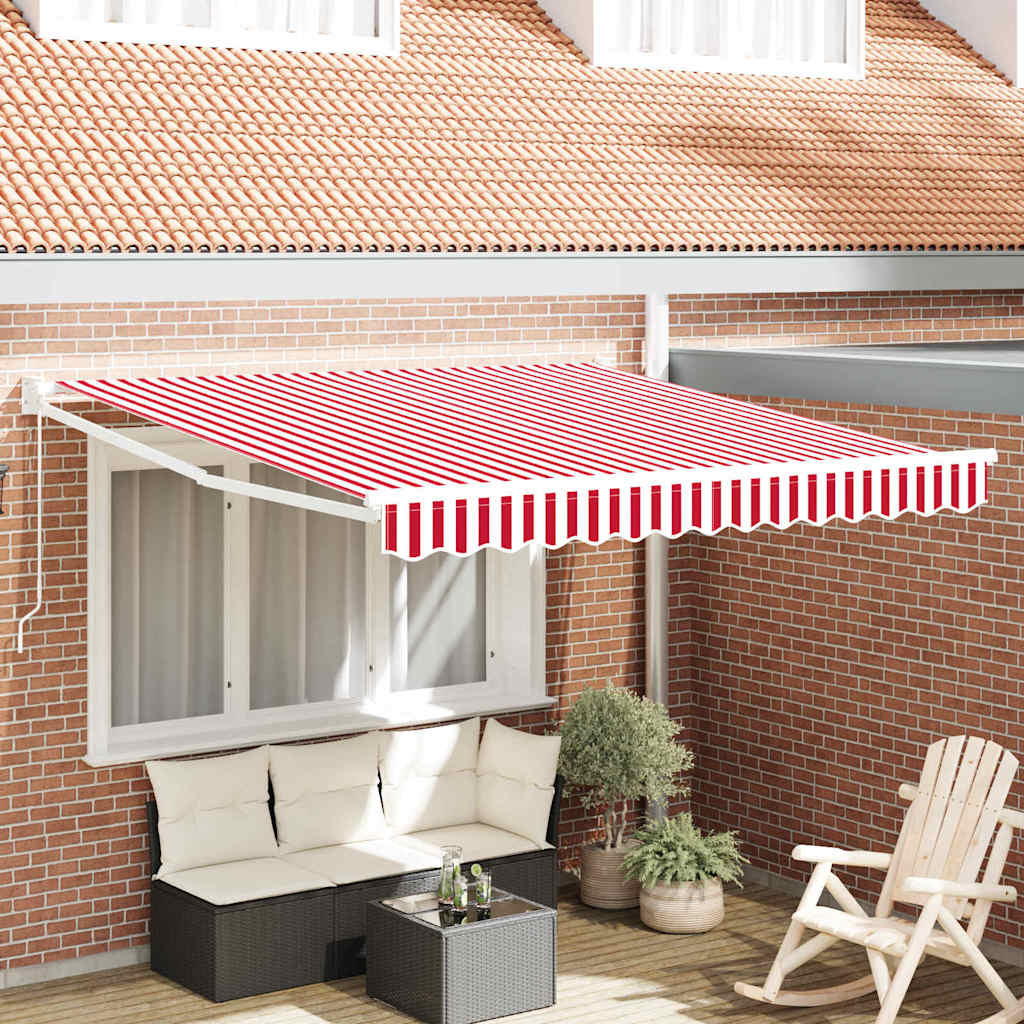 vidaXL Ausziehbare Markise Rot und Weiß 350 x 250 cm