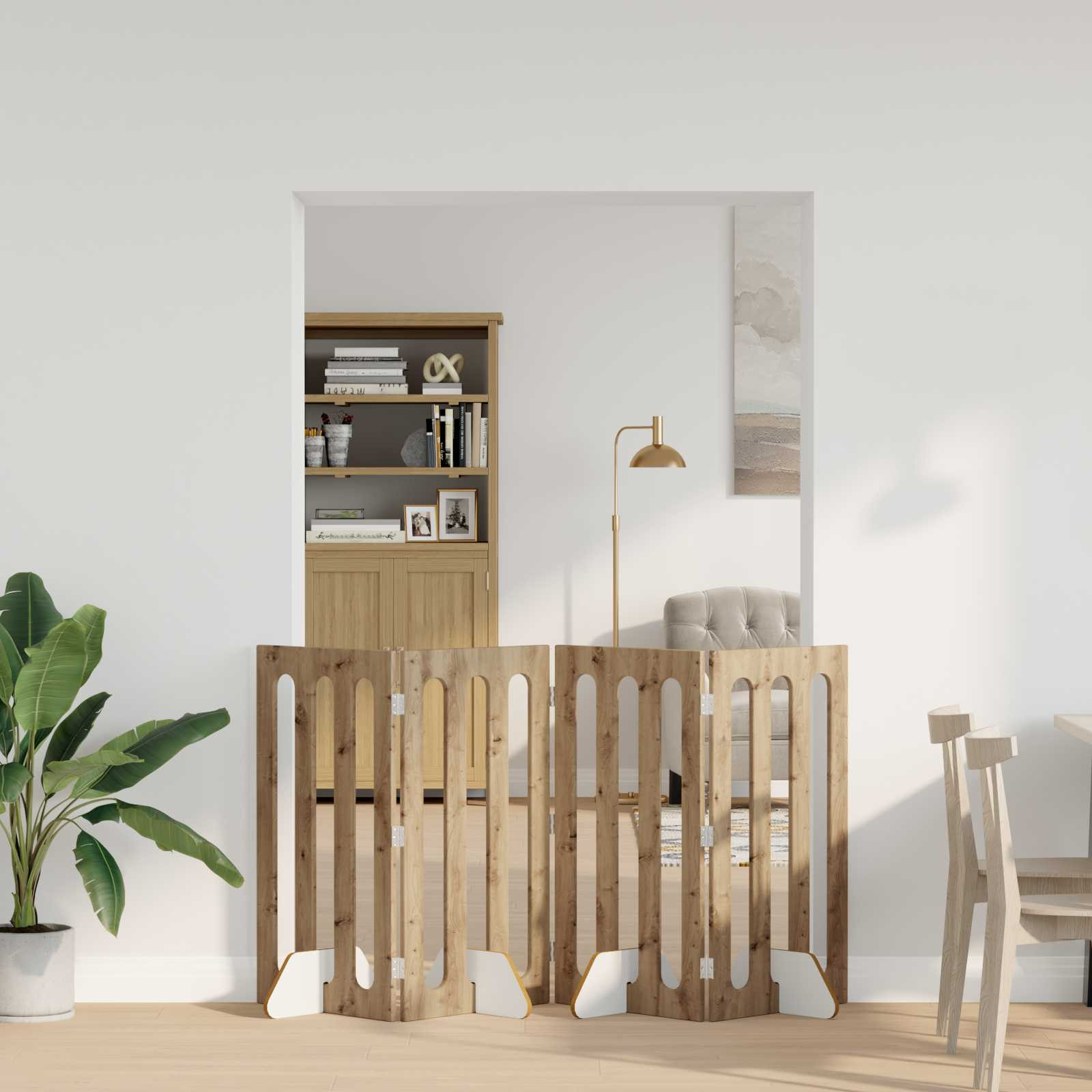 vidaXL Faltbarer Haustierzaun 4 pcs Artisan-Eiche 201 x 38 x 90 cm