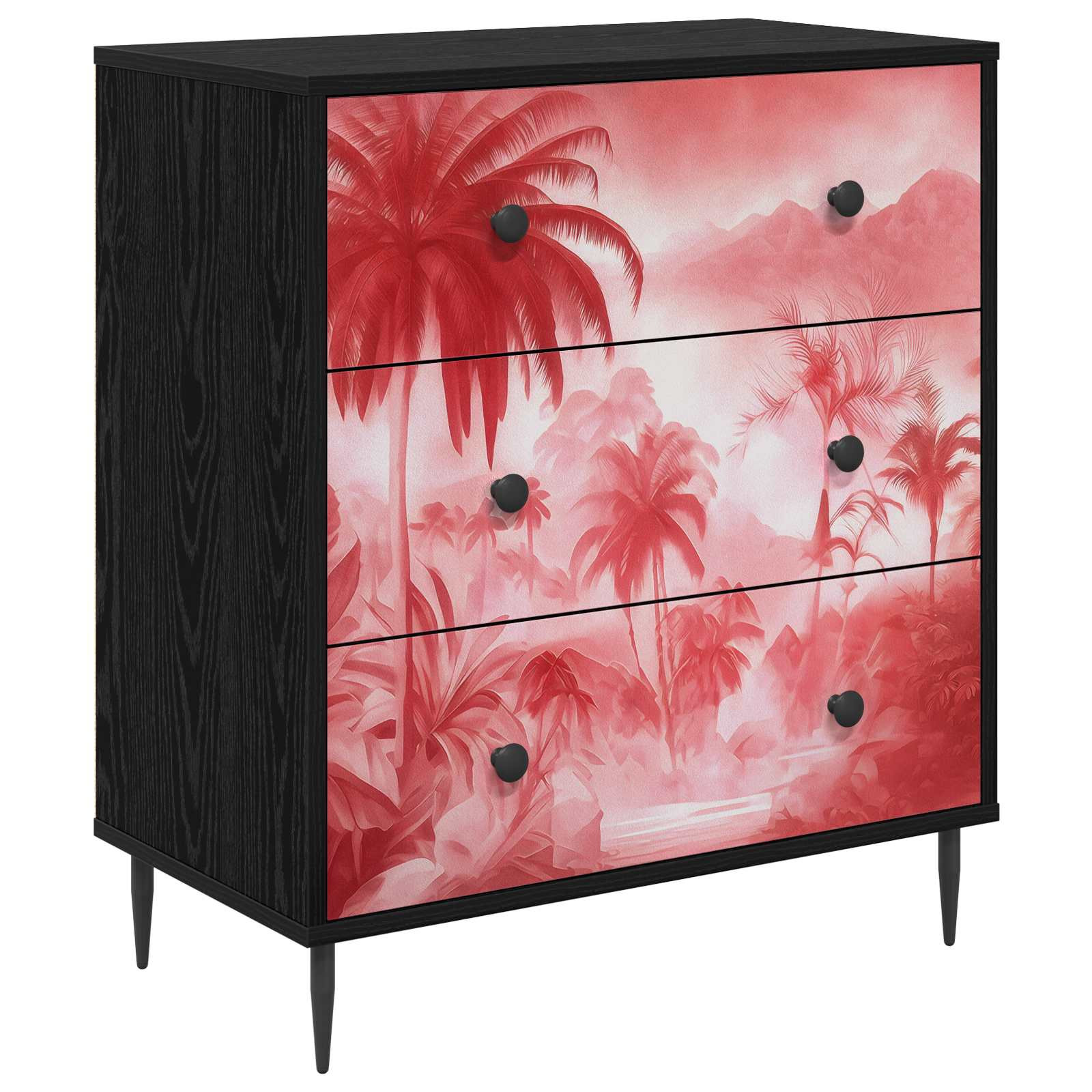 vidaXL Kommode AACHEN Rosa Palmenprint 66 x 36,5 x 76 cm Holzwerkstoff