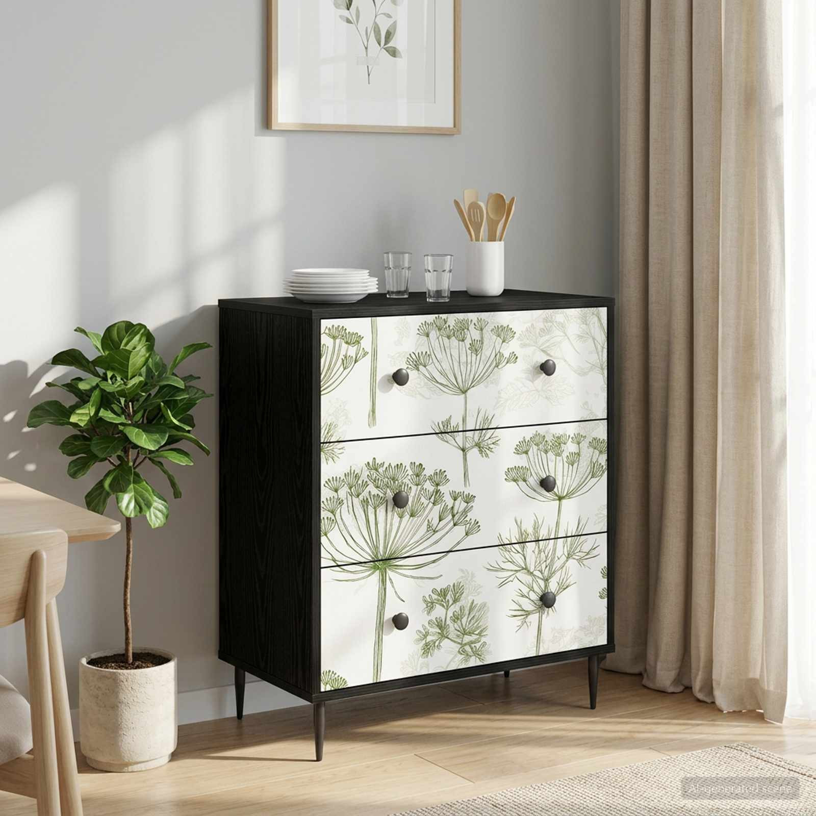 vidaXL Kommode GOTHA Grüner Baumdruck 66 x 36,5 x 76 cm Holzwerkstoff