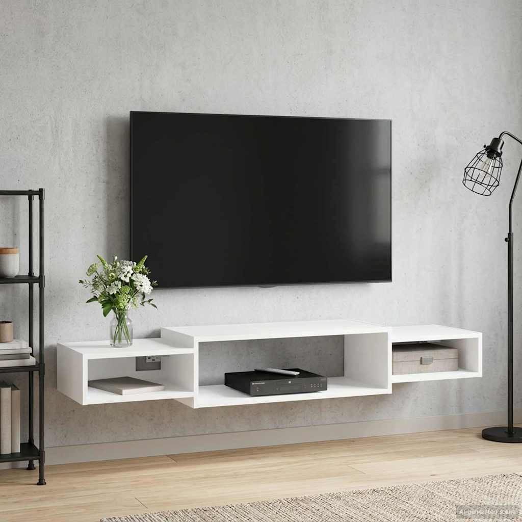 vidaXL Wandmontierter TV-Schrank Wandhalterung Weiß 140 x 28 x 21 cm