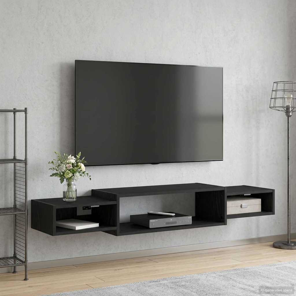 vidaXL Wandmontierter TV-Schrank Wandhalterung Schwarze Eiche