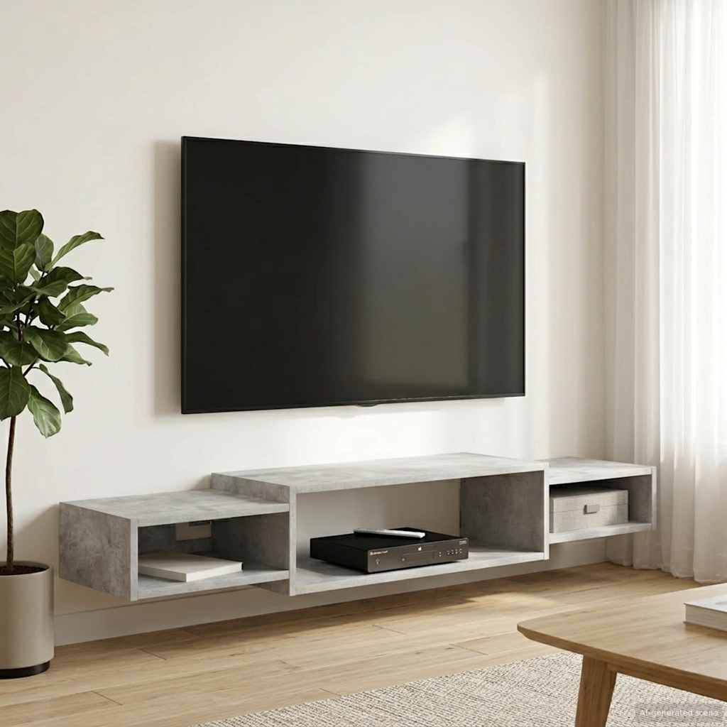 vidaXL Wandmontierter TV-Schrank Wandhalterung Betongrau