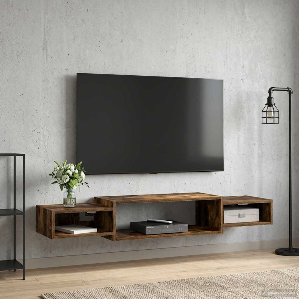 vidaXL Wandmontierter TV-Schrank Wandhalterung Geräucherte Eiche