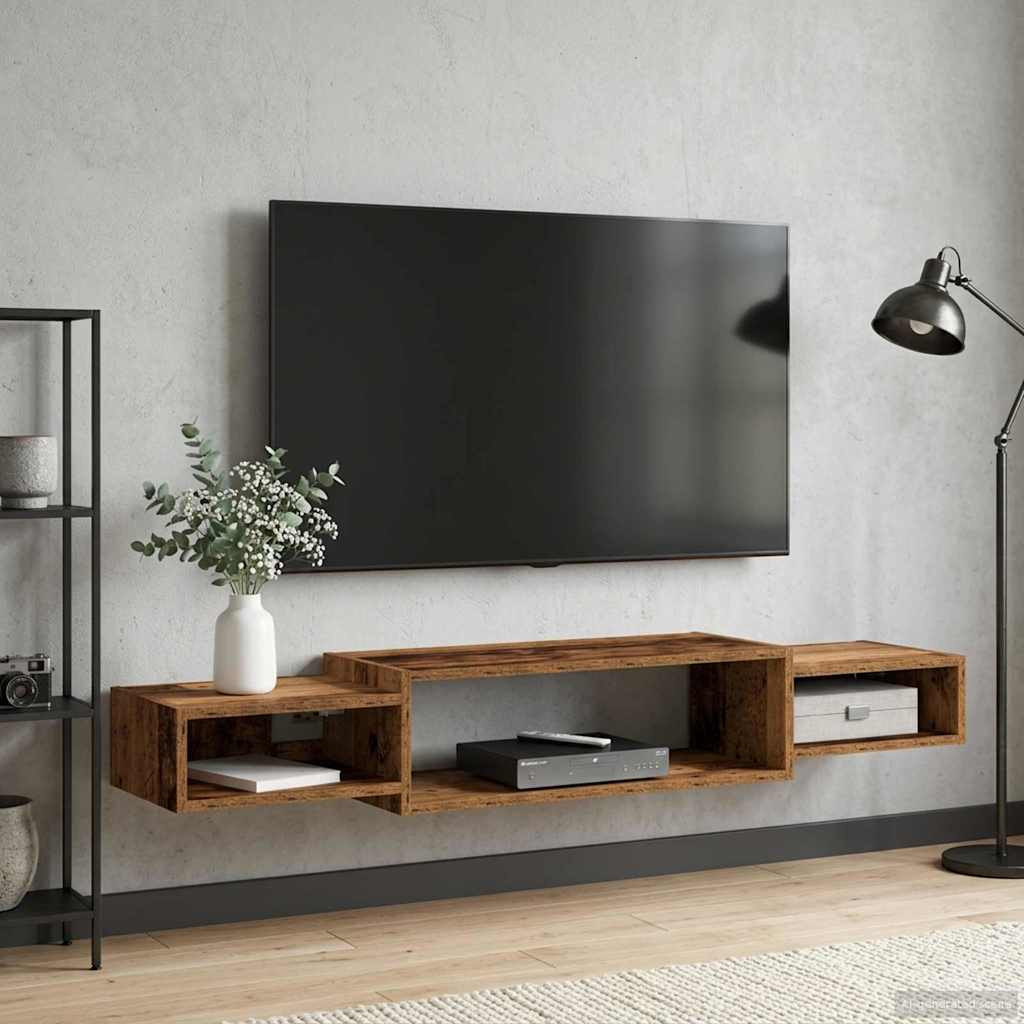 vidaXL Wandmontierter TV-Schrank Wandhalterung Altholz