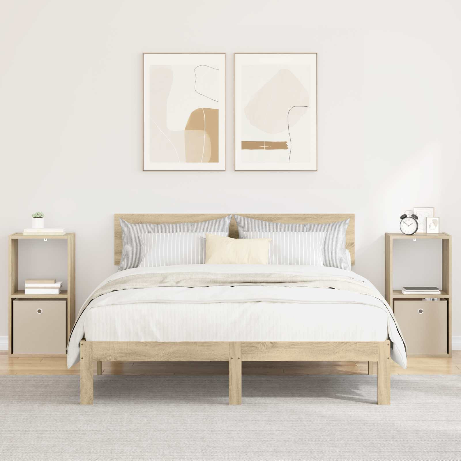 vidaXL Nachttisch 2 pcs Sonoma-Eiche 35 x 32 x 68,5 cm Holzwerkstoff