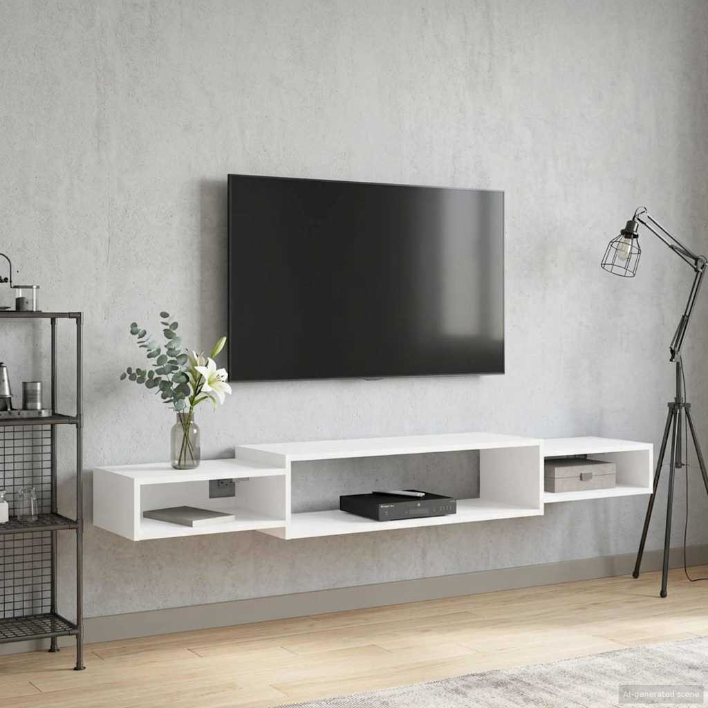 vidaXL Wandmontierter TV-Schrank Wandhalterung Weiß 180 x 28 x 21 cm