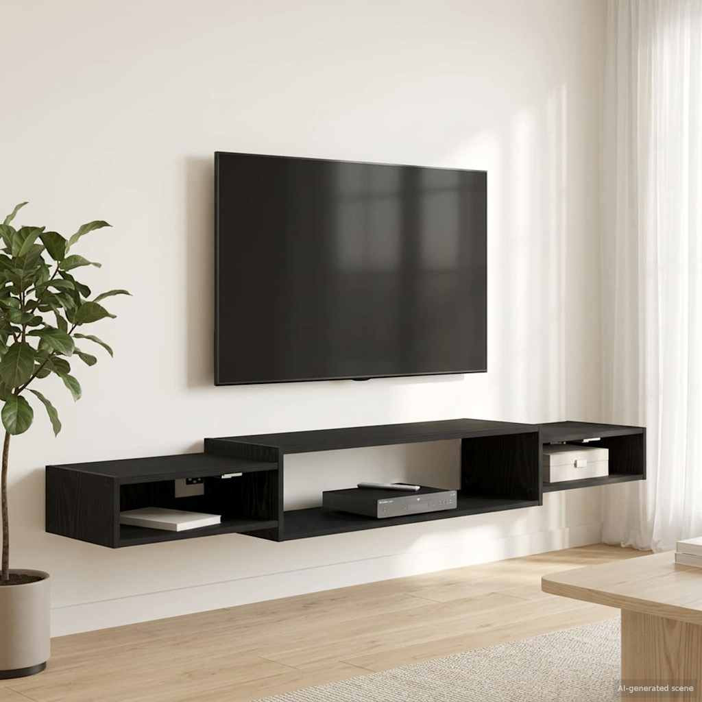 vidaXL Wandmontierter TV-Schrank Wandhalterung Schwarze Eiche