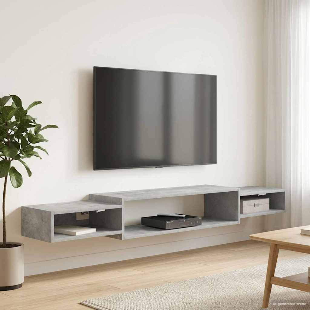 vidaXL Wandmontierter TV-Schrank Wandhalterung Betongrau