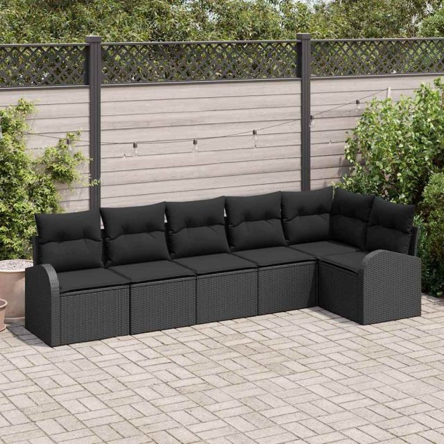vidaXL Gartensofa-set Schwarz Poly-Rattan