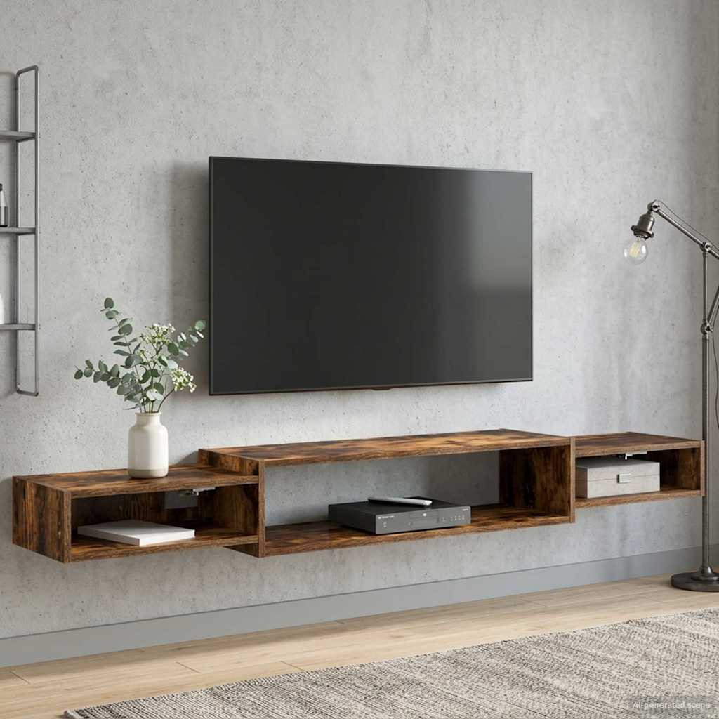vidaXL Wandmontierter TV-Schrank Wandhalterung Geräucherte Eiche