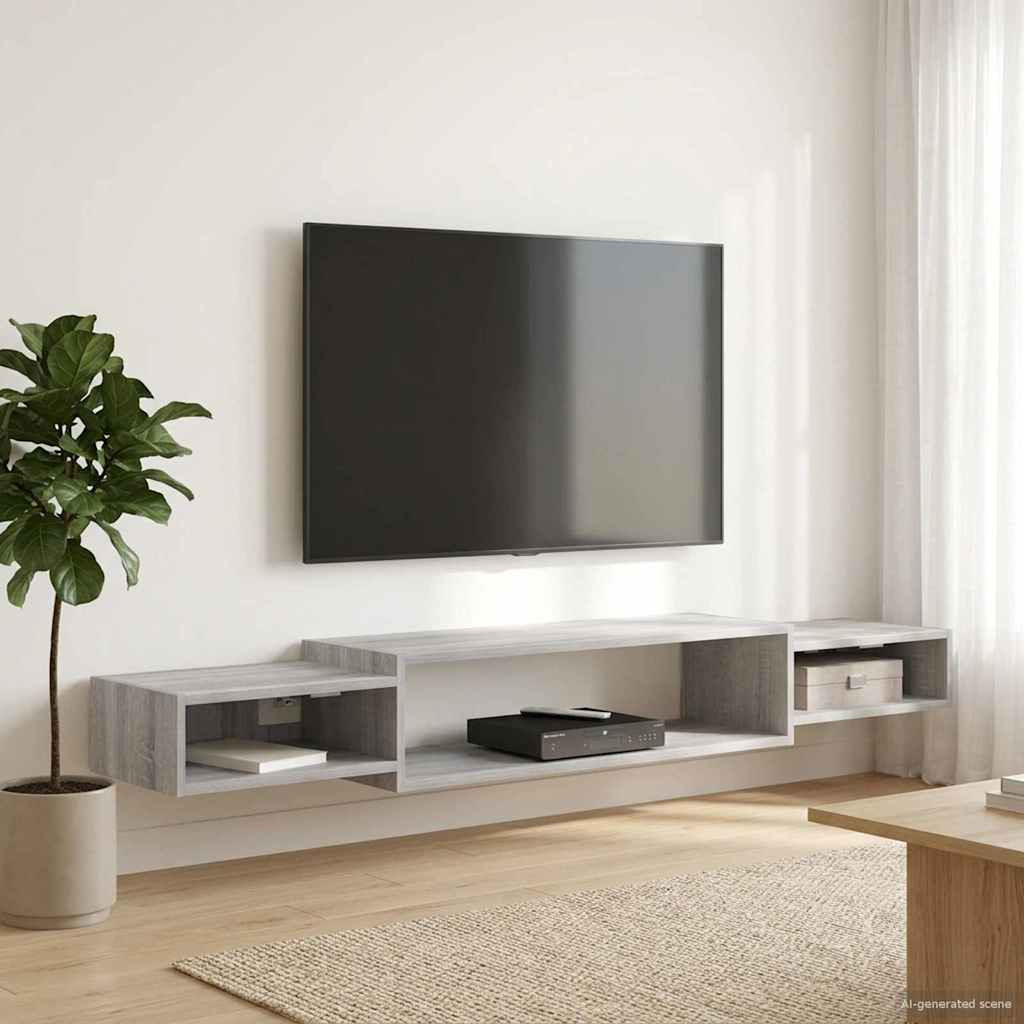 vidaXL Wandmontierter TV-Schrank Wandhalterung Grau Sonoma