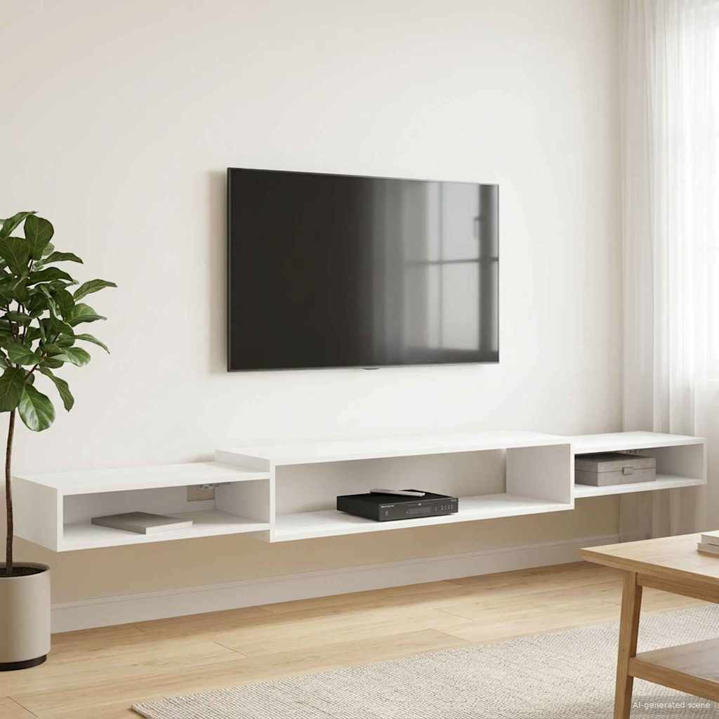 vidaXL Wandmontierter TV-Schrank Wandhalterung Weiß 220 x 28 x 21 cm