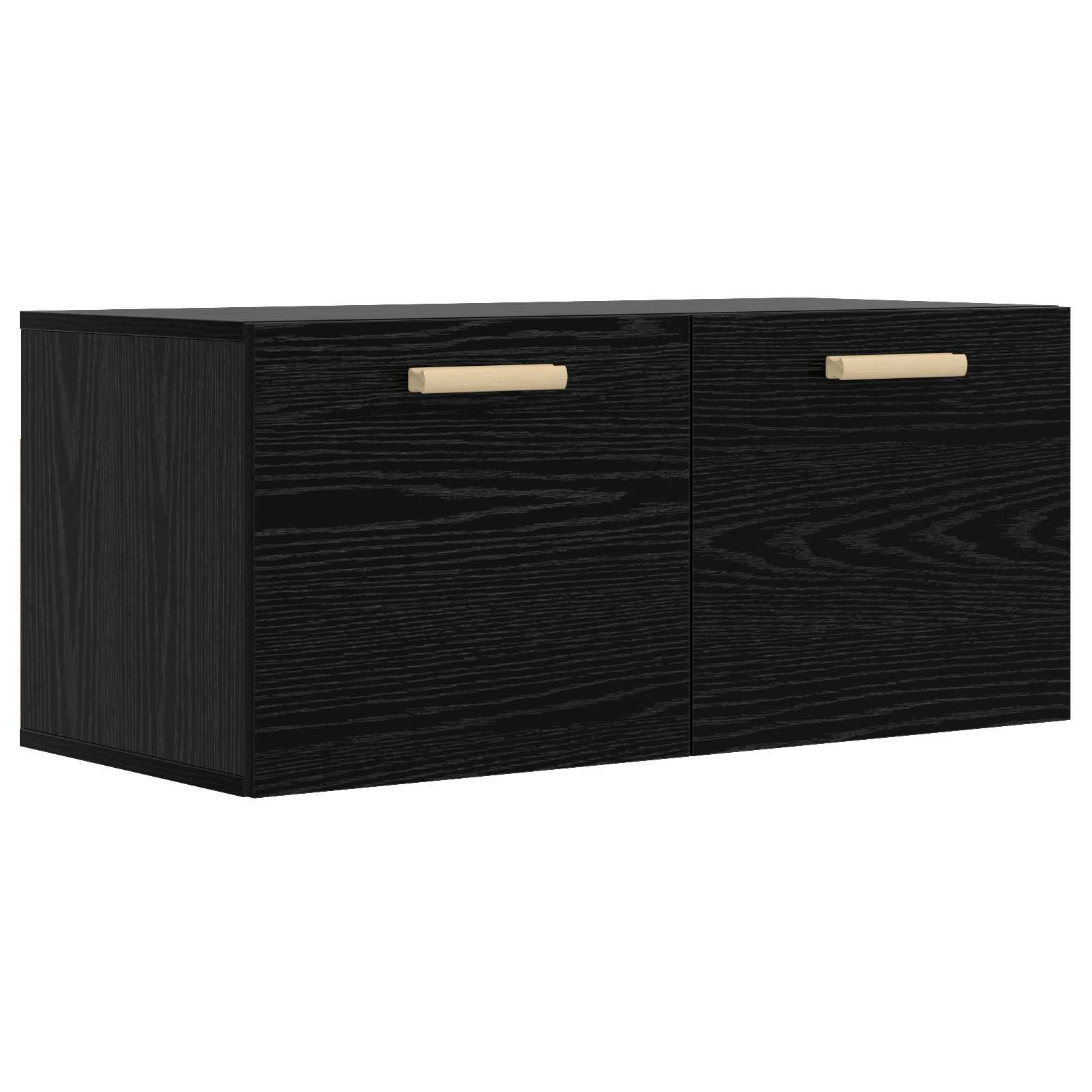 vidaXL Wandschrank Wandhalterung Schwarz Eichen-Optik Holzwerkstoff