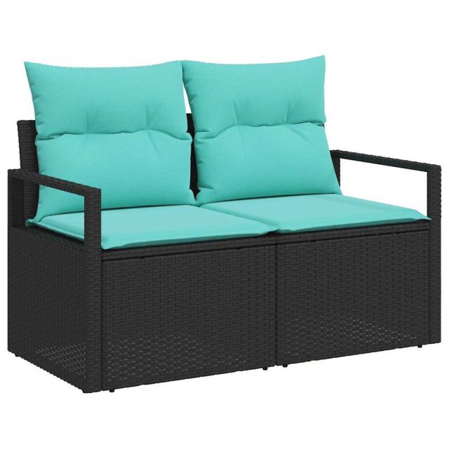 vidaXL Sofa Set 6 pcs Schwarz Poly-Rattan