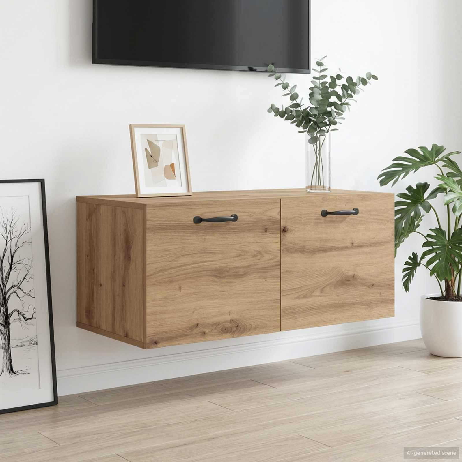 vidaXL Wandschrank Wandhalterung Artisan-Eiche 80 x 36,5 x 35 cm