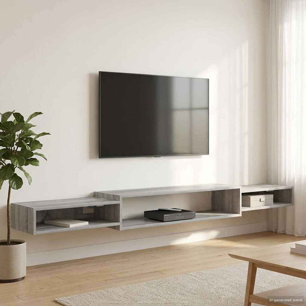 vidaXL Wandmontierter TV-Schrank Wandhalterung Grau Sonoma
