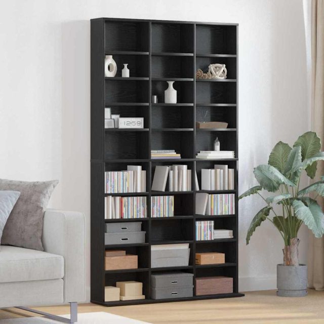 vidaXL CD Regal Schwarz Eichen-Optik 101 x 23 x 177,5 cm Holzwerkstoff