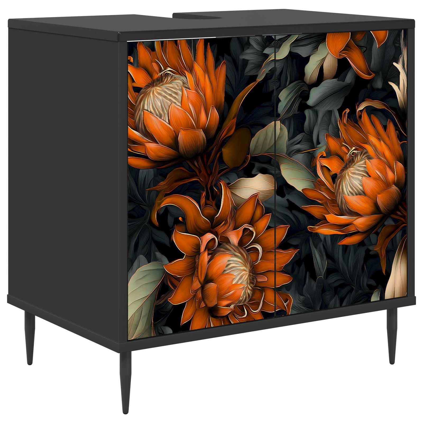 vidaXL Badezimmerschrank LOCHEM Schwarz Eichen-Optik 60 x 40 x 61 cm