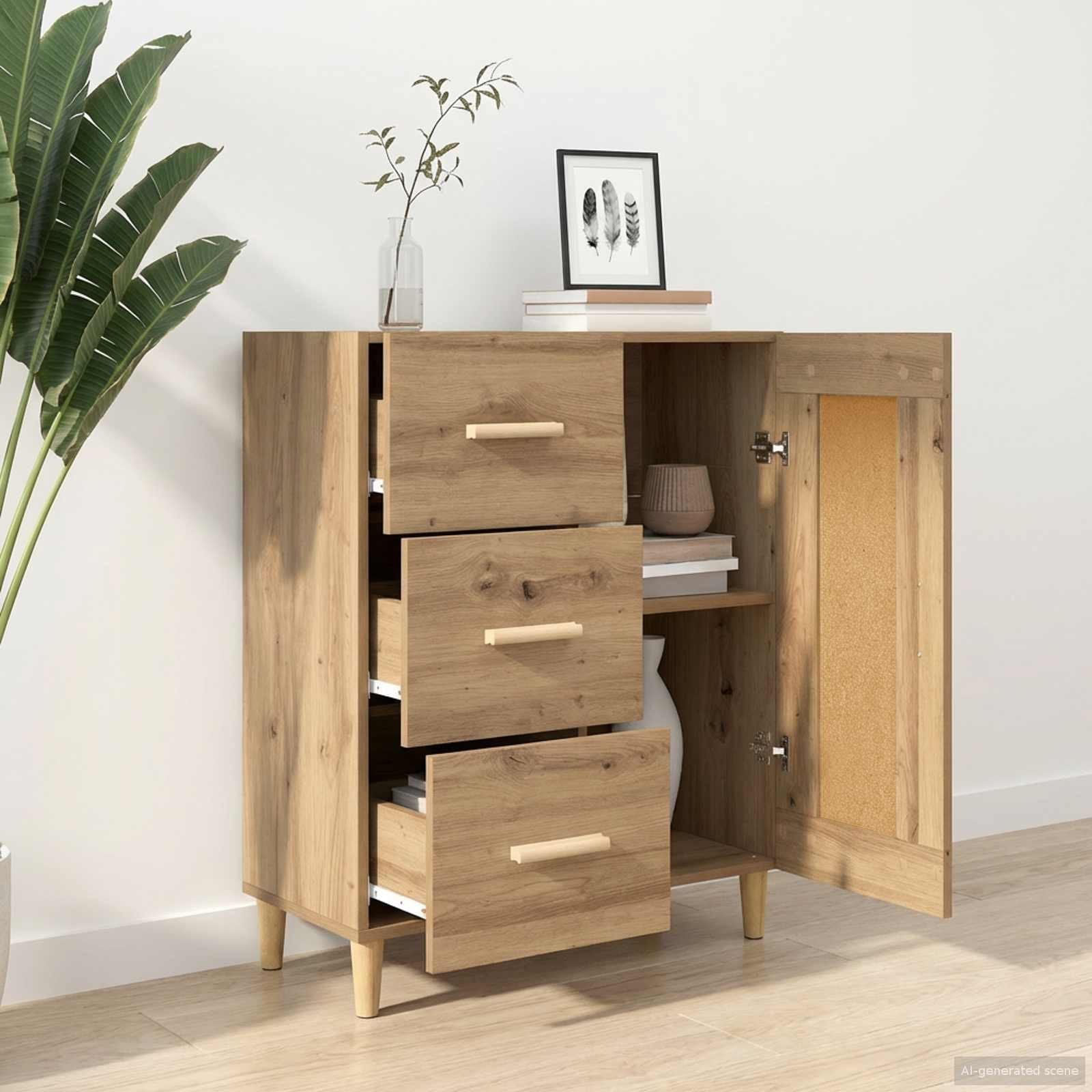 vidaXL Sideboard Artisan-Eiche 69,5 x 34 x 90 cm Holzwerkstoff