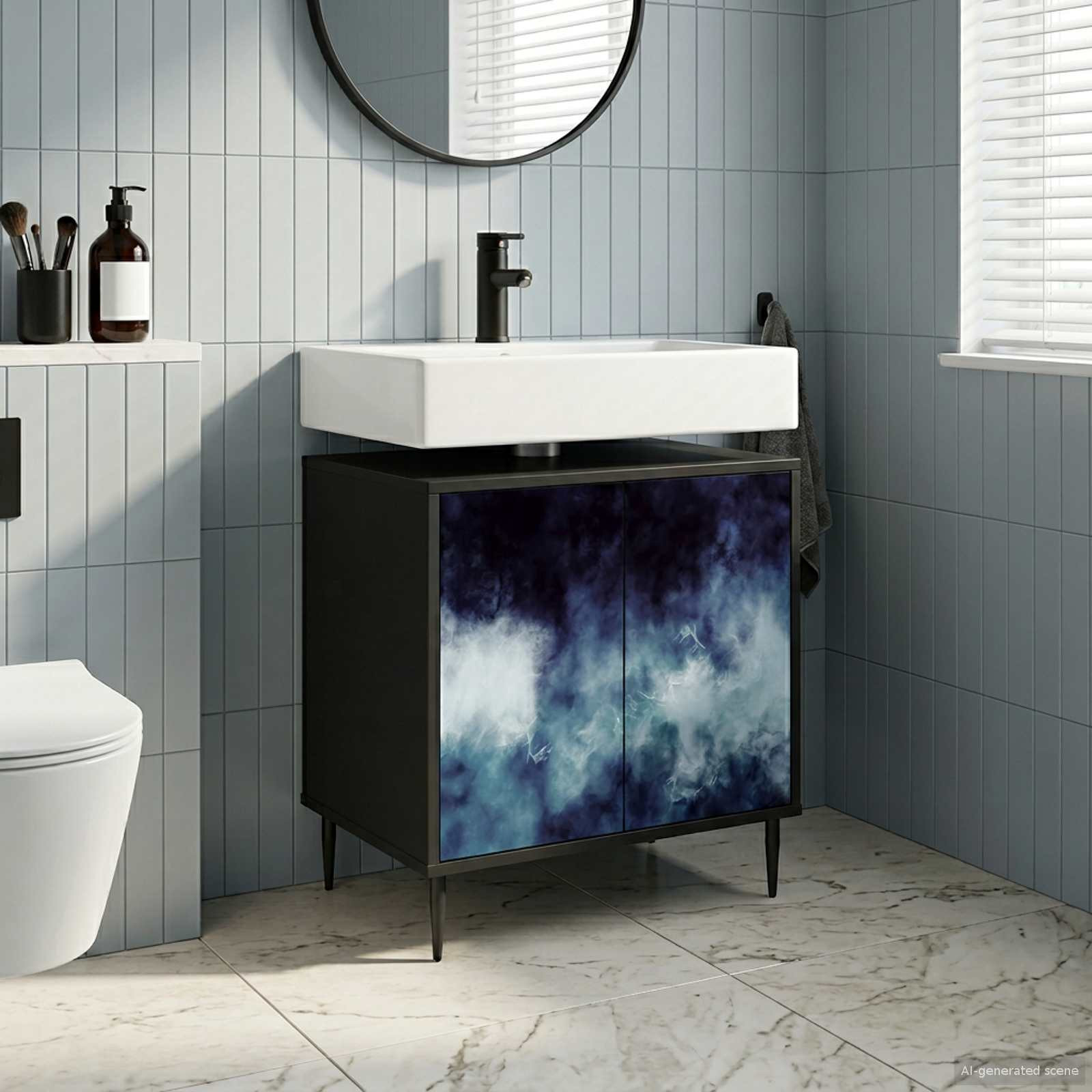 vidaXL Badezimmerschrank RAALTE Schwarz Eichen-Optik 60 x 40 x 61 cm