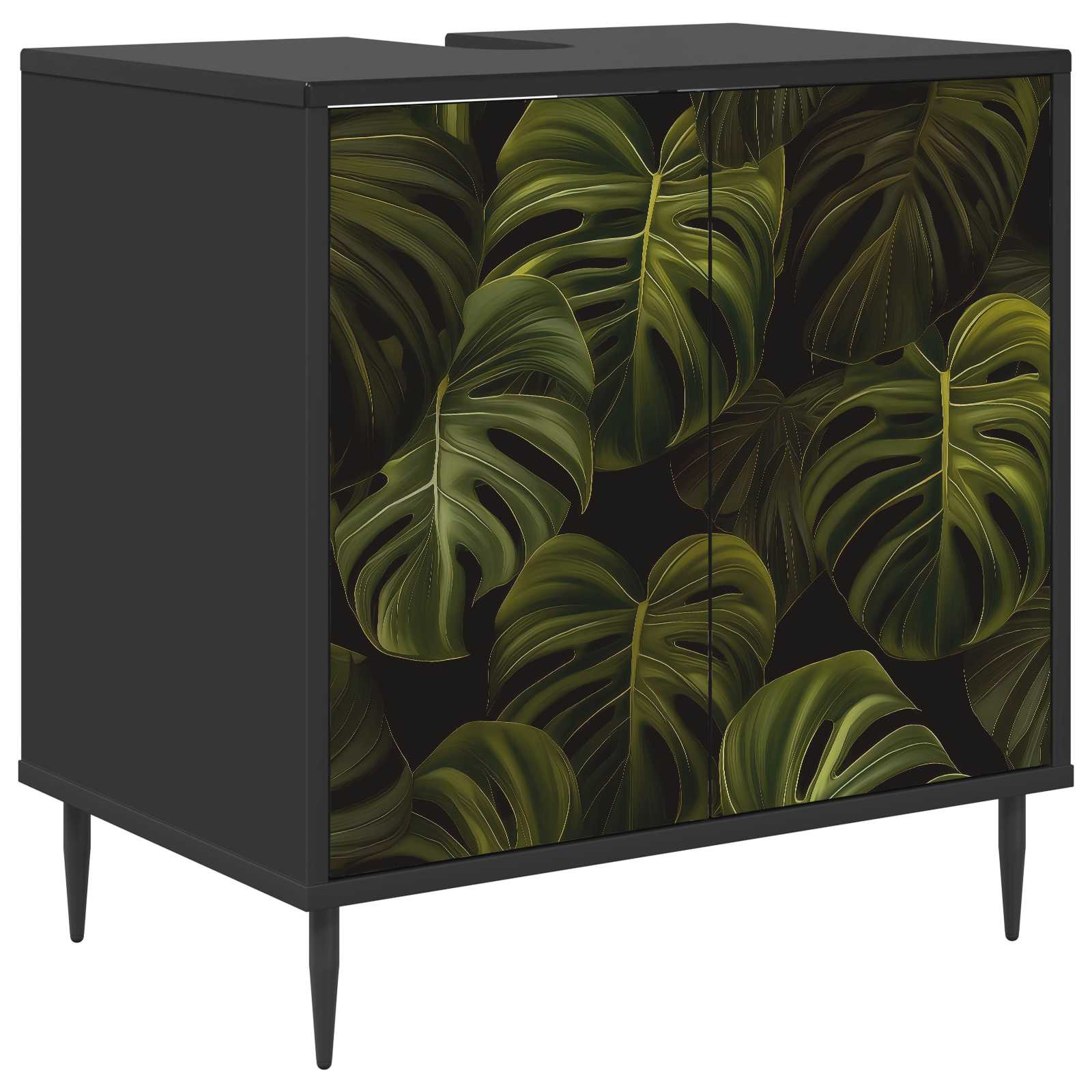 vidaXL Badezimmerschrank ELBURG Schwarz Eichen-Optik 60 x 40 x 61 cm