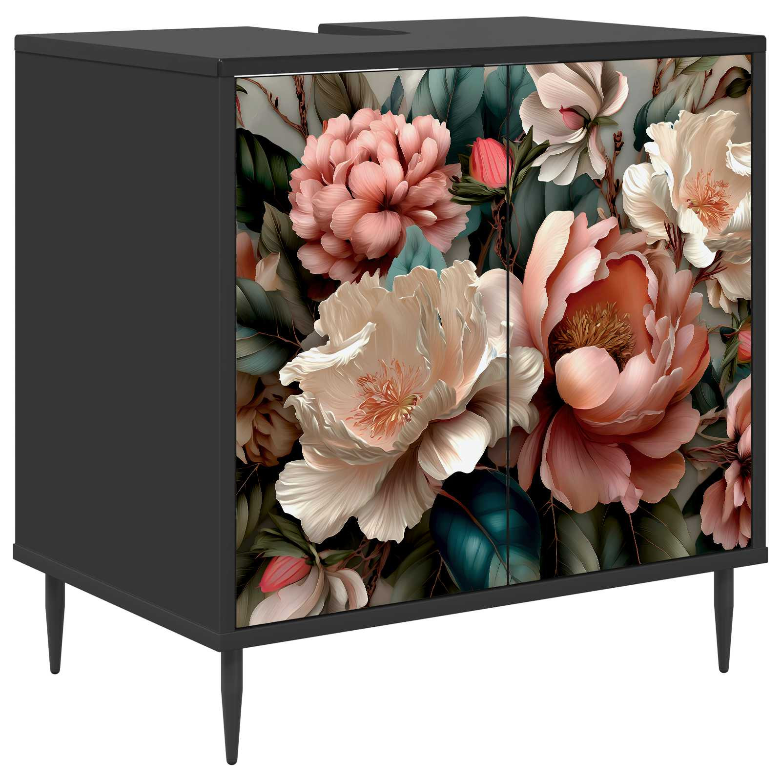 vidaXL Badezimmerschrank BORNE Schwarz Eichen-Optik 60 x 40 x 61 cm