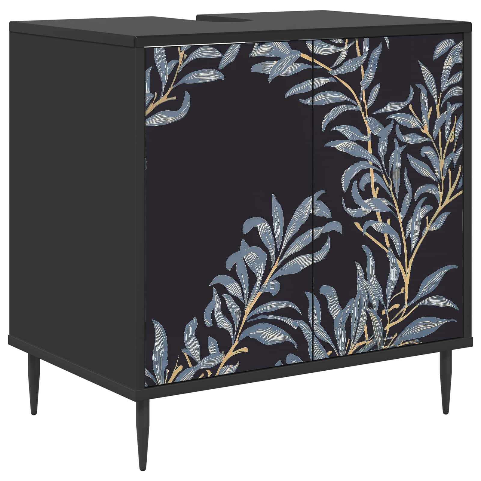 vidaXL Badezimmerschrank DOKKUM Schwarz Eichen-Optik 60 x 40 x 61 cm