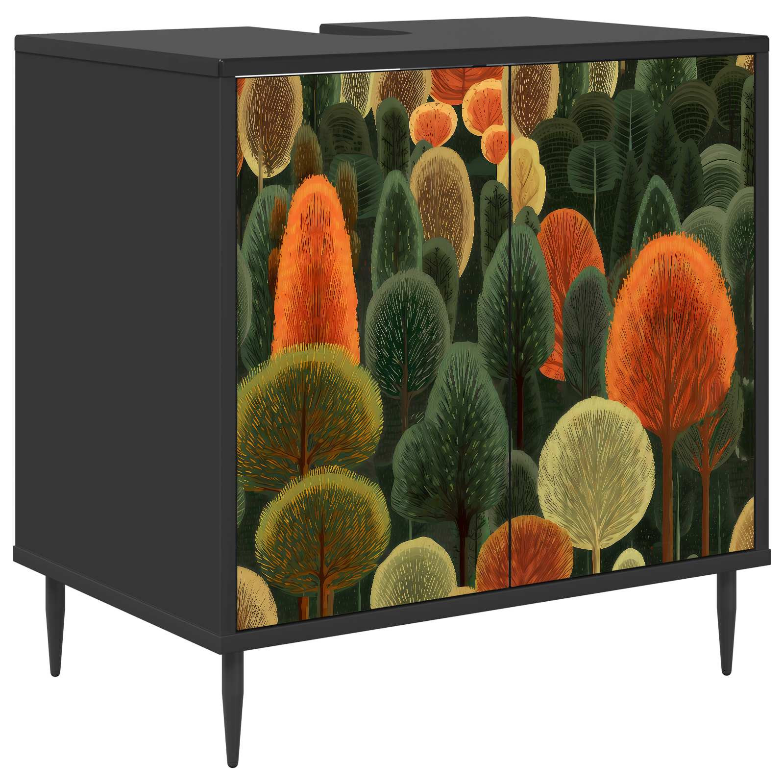 vidaXL Badezimmerschrank ZAANDAM Schwarz Eichen-Optik 60 x 40 x 61 cm