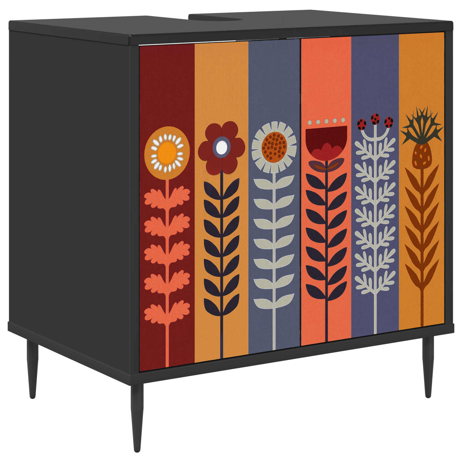 vidaXL Badezimmerschrank ESSEN Schwarz Eichen-Optik 60 x 40 x 61 cm