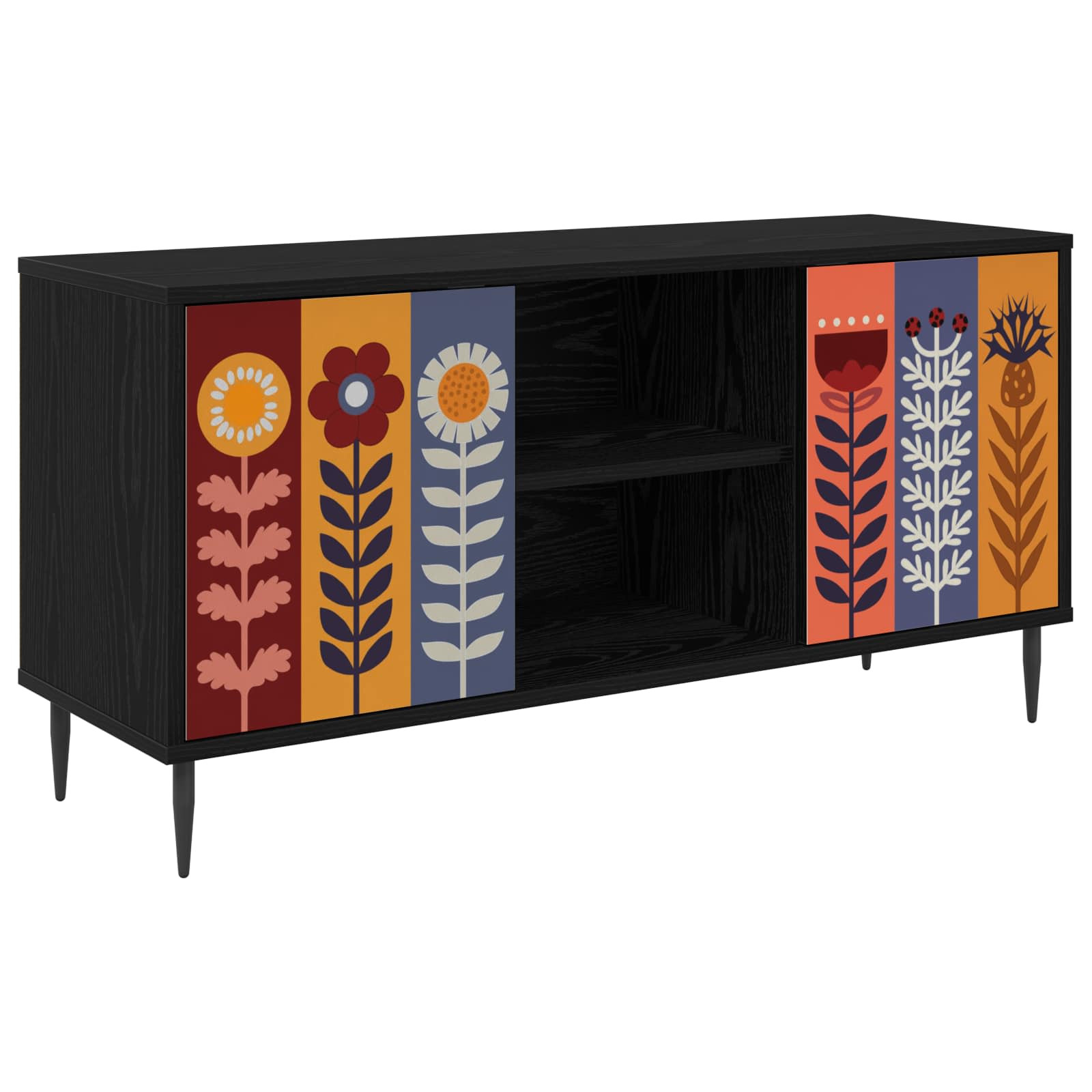 vidaXL TV-Schrank ESSEN 102 x 33 x 51 cm Schwarz Eichen-Optik
