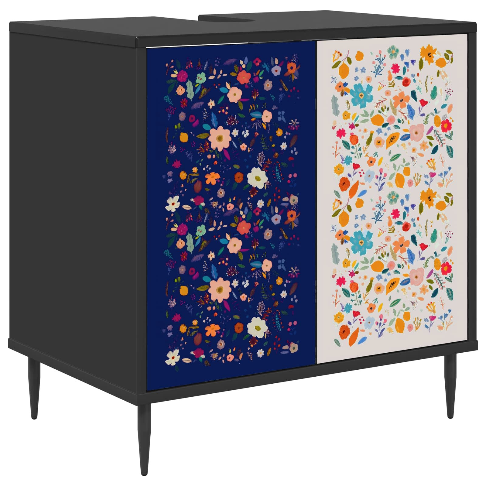 vidaXL Badezimmerschrank MAINZ Schwarz Eichen-Optik 60 x 40 x 61 cm
