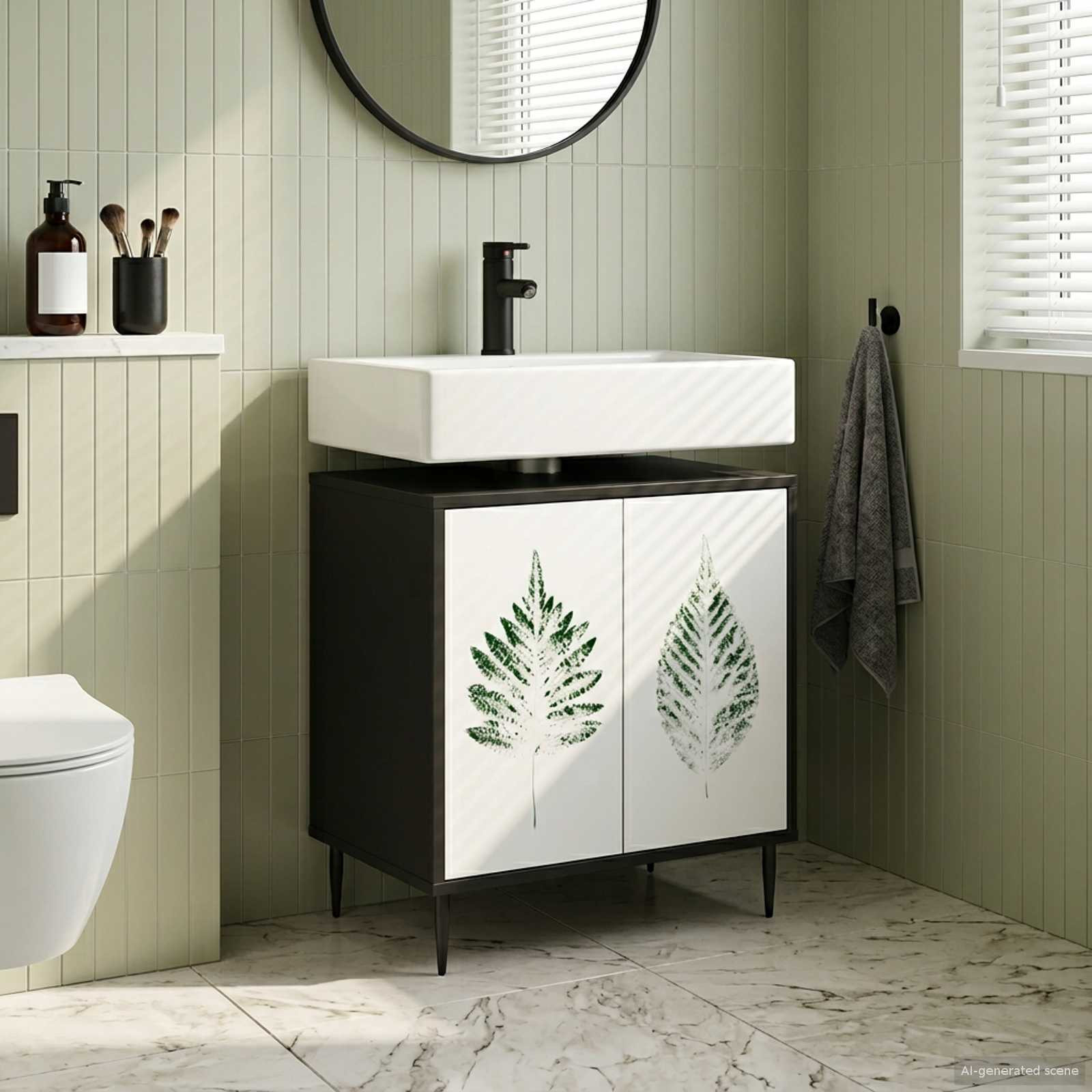 vidaXL Badezimmerschrank HANAU Schwarz Eichen-Optik 60 x 40 x 61 cm