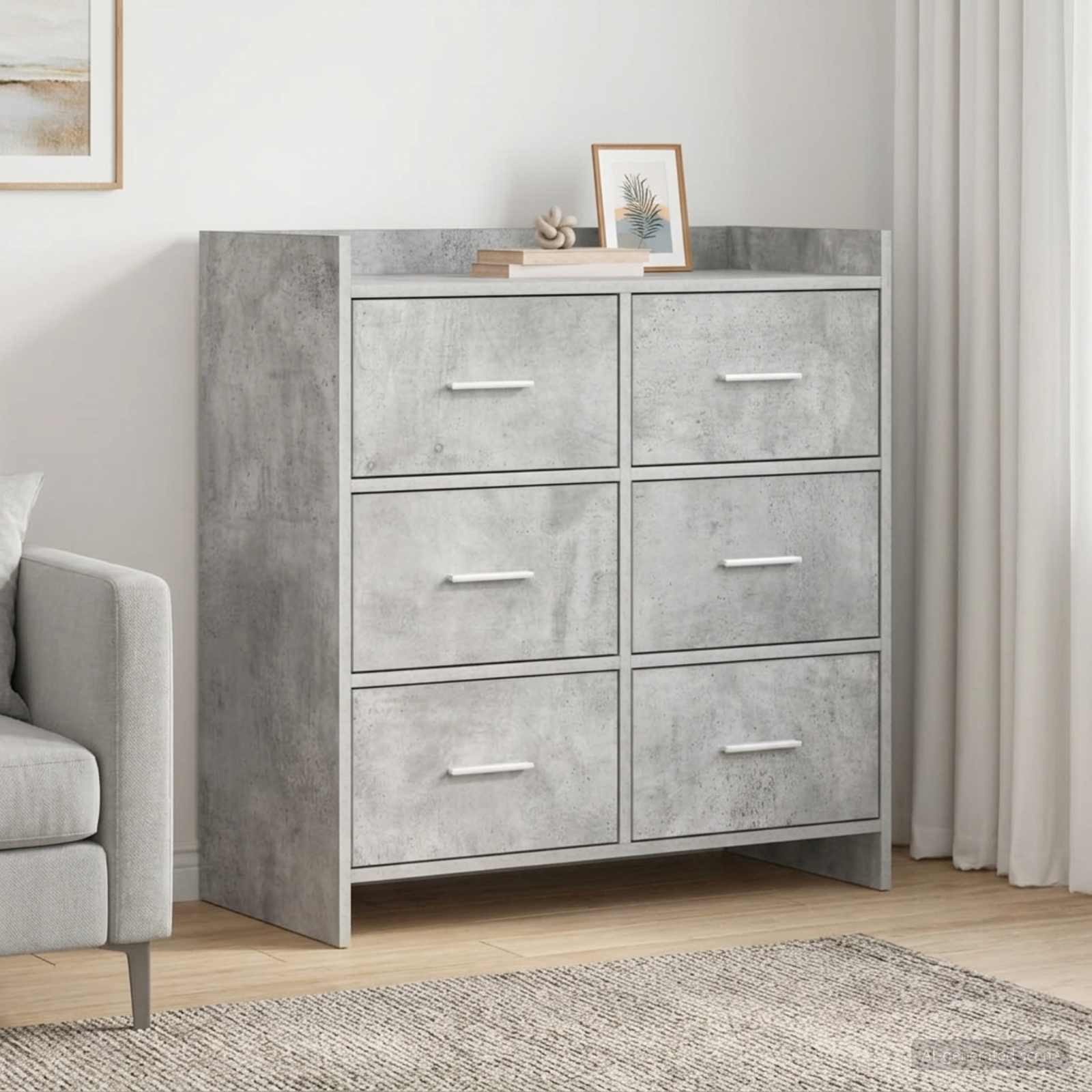 vidaXL Sideboard Betongrau 75 x 33 x 80 cm Holzwerkstoff