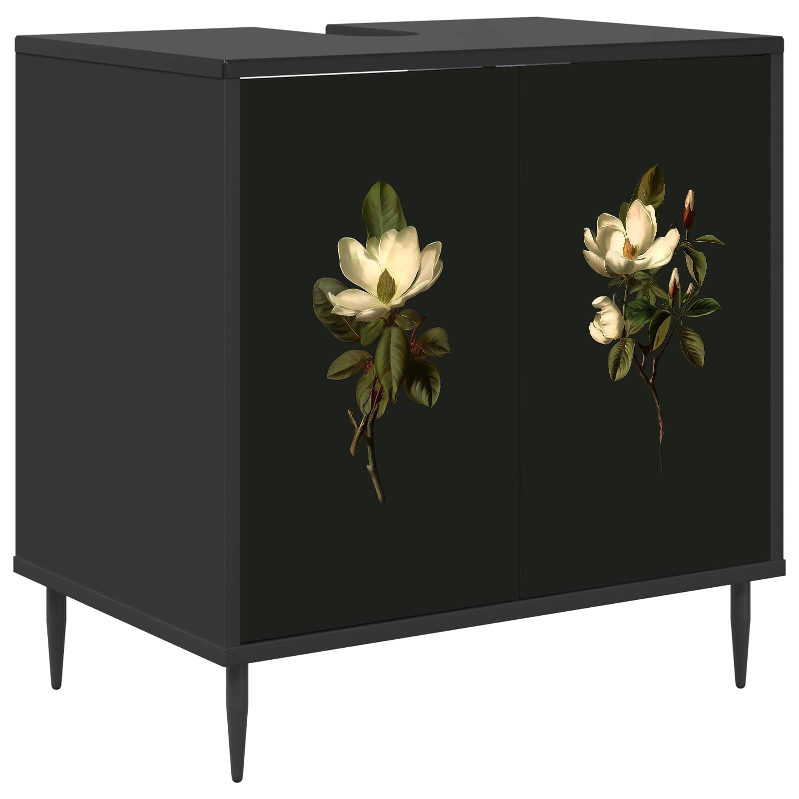 vidaXL Badezimmerschrank BREMEN Schwarz Eichen-Optik 60 x 40 x 61 cm